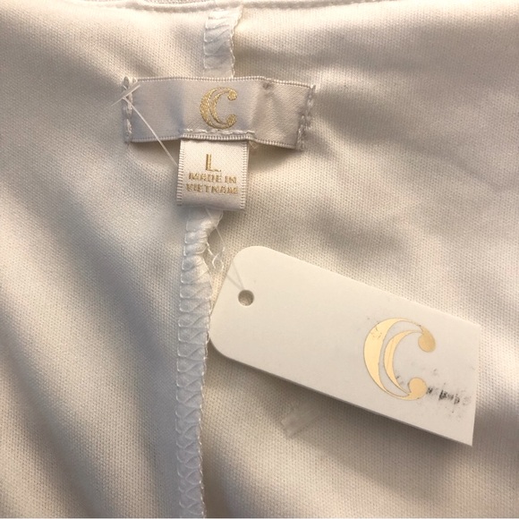 C label women’s sundress shift sleeveless button up lined front ruffle white L - Picture 6 of 8